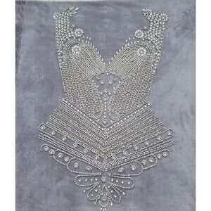 Rhinestone Beaded Applique Crystal Mesh Bridal Bodice Trim Patch